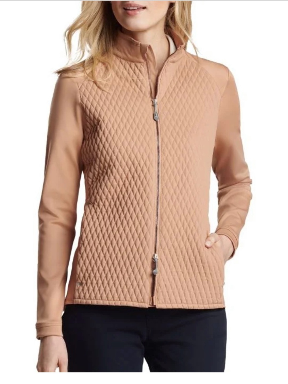 Peter Millar Quilted Full-Zip Jacket in Camel.